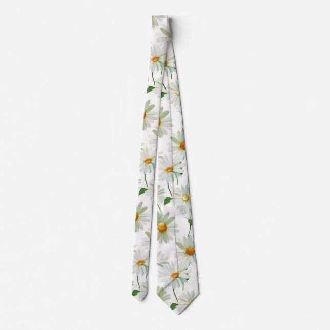 Cravate Motif floral aquarelle de pâquerettes (Dos)