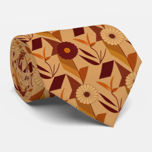 Cravate Motif Floral Automnal Scandinave