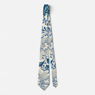 Cravate Motif Floral bleu Antique Design asiatique