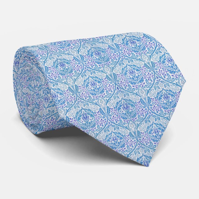 Cravate Motif floral bleu élégant (Roulé)