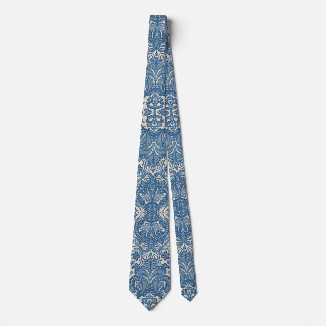 Cravate Motif floral bleu hyacinthe de William Morris  (Devant)