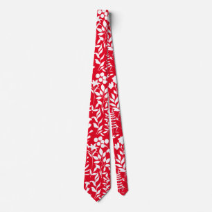 Cravate Motif floral bleu ST02x4 Rouge blanc BG