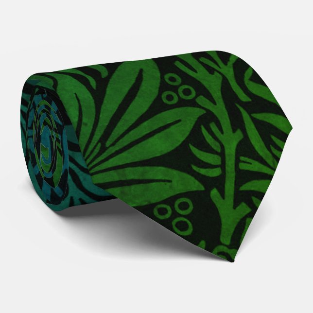 Cravate Motif floral bohème vert élégant (Roulé)