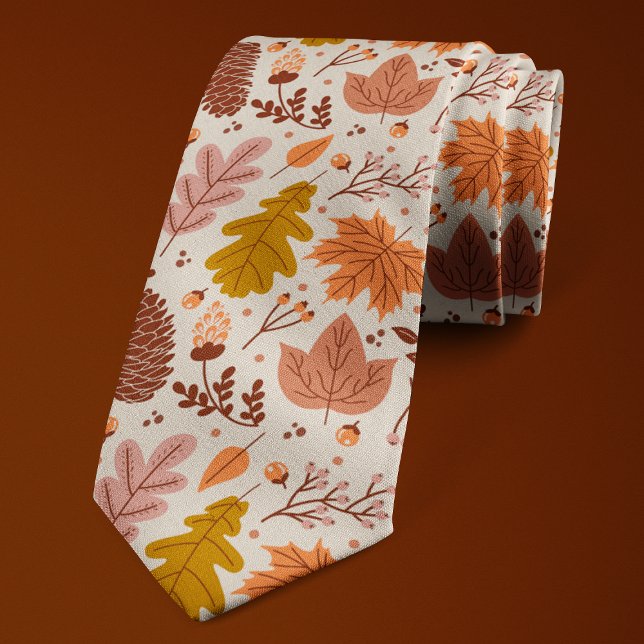 Cravate Motif floral botanique feuilles automne (Créateur téléchargé)