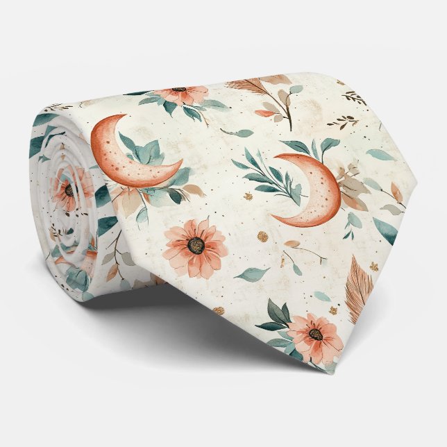 Cravate Motif floral céleste (2) (Roulé)