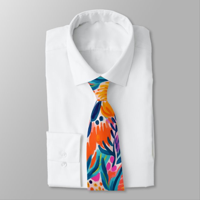 Cravate Motif floral coloré abstrait (Attaché)