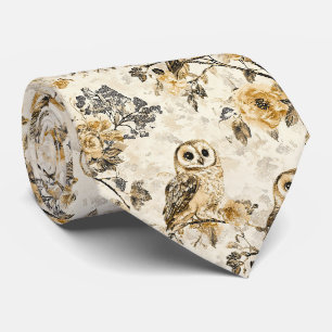 Cravate Motif floral Cottagecore Beige Chouette