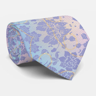 CRAVATE MOTIF FLORAL COULEUR LILA