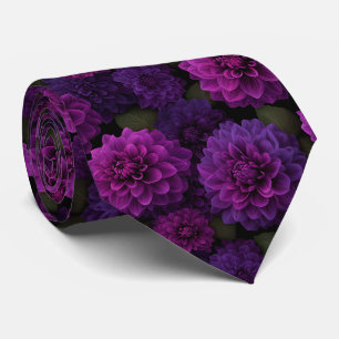 Cravate Motif floral Dahlia pourpre