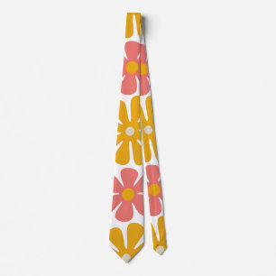 Cravate Motif floral d'art folklorique groovy rétro des an