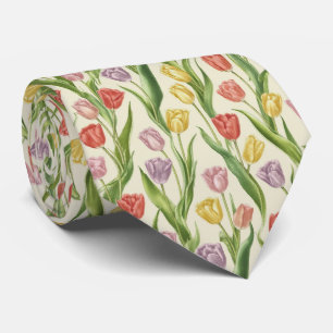 Cravate Motif floral de champ de tulipes printanières