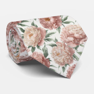 Cravate Motif floral de pivoine élégant