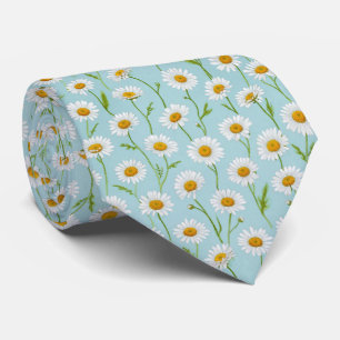 Cravate Motif floral de prairie aux pâquerettes printanièr