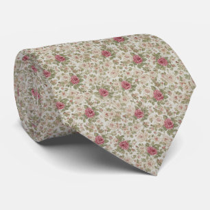 Cravate Motif floral de rose anglaise vintage