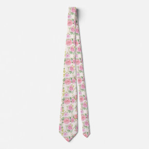 Cravate Motif floral de rose romantique élégant