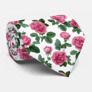 Cravate Motif floral de rose rose