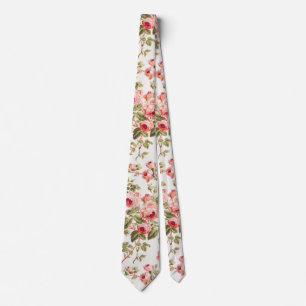 Cravate Motif floral de roses roses vintage