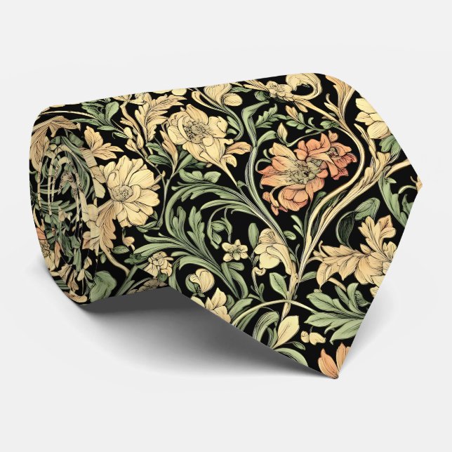 Cravate motif floral de style victorien  (Roulé)