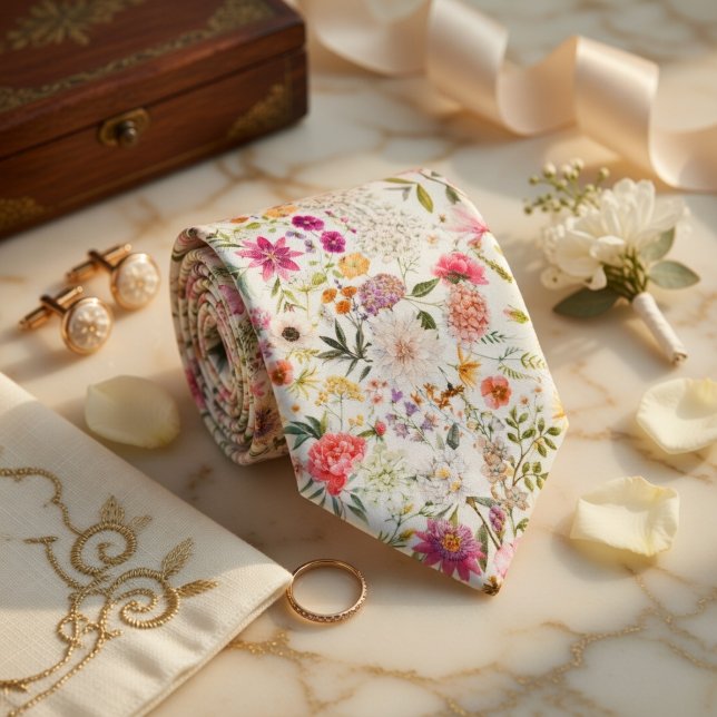 Cravate Motif floral délicat sans couture (Delicate floral seamless pattern neck tie)