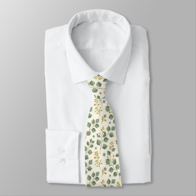 Cravate Motif floral d'eucalyptus sans couture (Attaché)