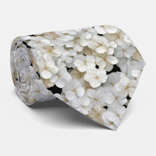 Cravate Motif floral d'hortensia blanc