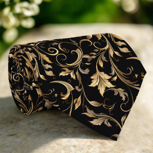 Cravate Motif floral doré Élégant Luxe Moderne