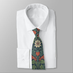 Cravate Motif floral élégant de William Morris à la fraise