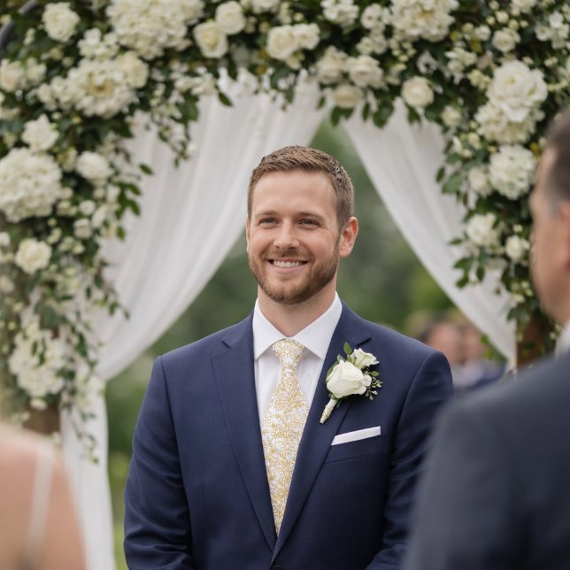 Cravate Motif floral élégant en or blanc (Créateur téléchargé)