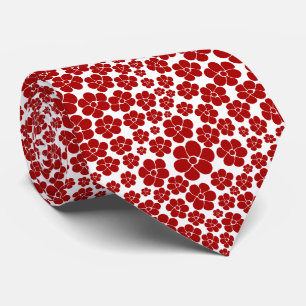 Cravate Motif floral en rouge et blanc