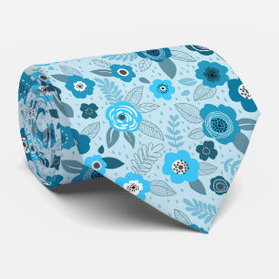Cravate Motif floral fantaisiste élégant cyan