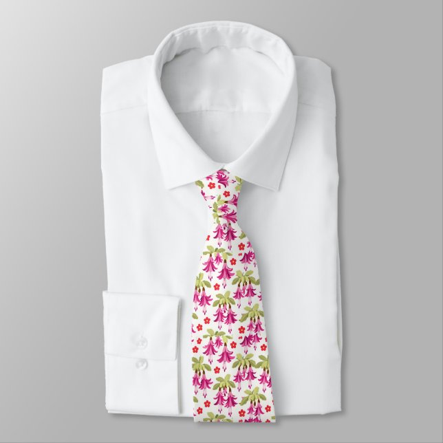 Cravate Motif floral fuchsia rose – Botanique rétro (Attaché)