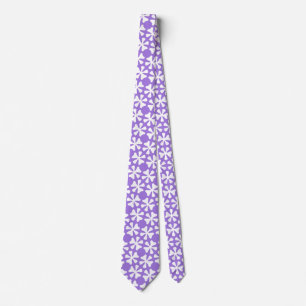 Cravate Motif floral géométrique moderne lilas et blanc