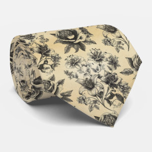 Cravate Motif floral gravé vintage