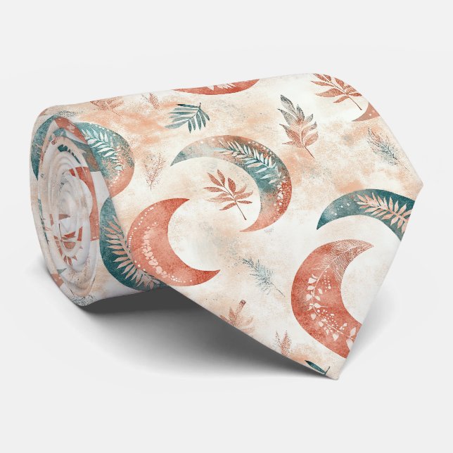 Cravate Motif Floral Lunaire Bohème Céleste (2) (Roulé)