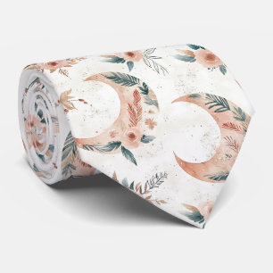 Cravate Motif floral lunaire bohème rustique (3)