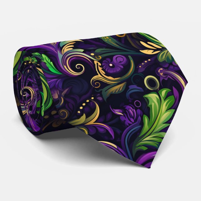 Cravate Motif floral Mardi Gras (Roulé)