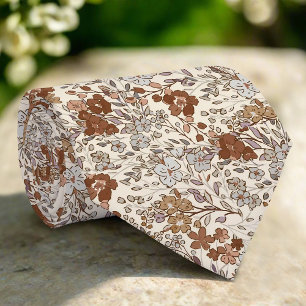 Cravate Motif floral marron de fleurs sauvages vintage de 