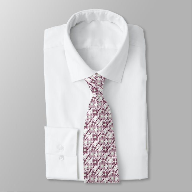 Cravate motif floral marron et blanc (Attaché)