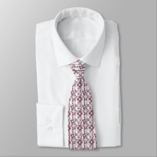 Cravate motif floral marron et blanc