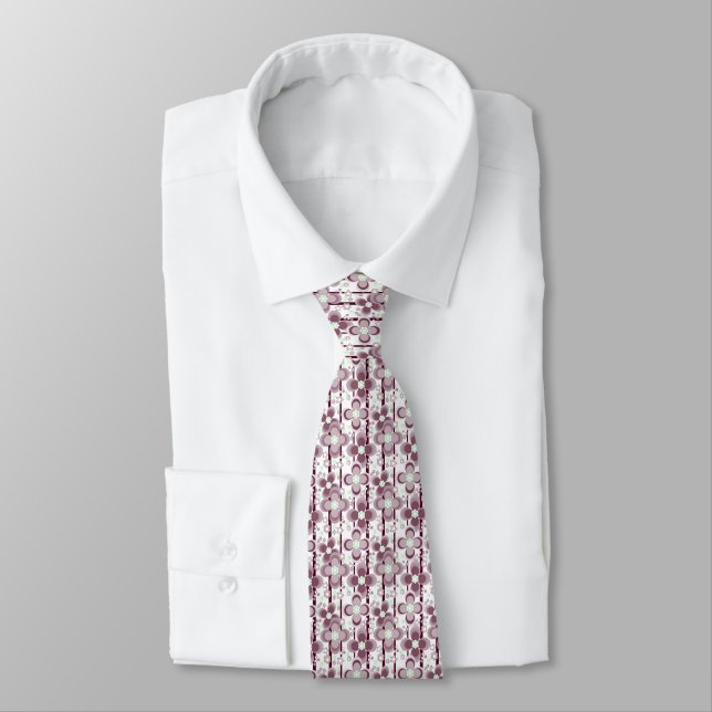 Cravate motif floral marron et blanc (Attaché)