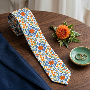 Cravate Motif floral méditerranéen ethnique classique