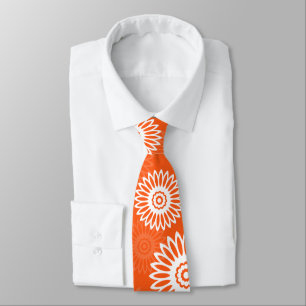 Cravate Motif floral minimaliste tangerine orange margueri