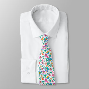 Cravate Motif floral multicolore lumineux rétro années soi