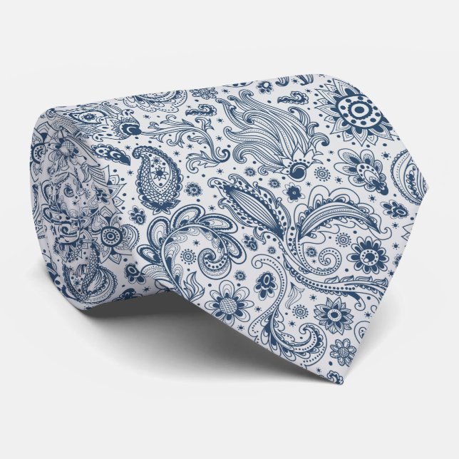 Cravate Motif floral paisley batik de style boho (Roulé)