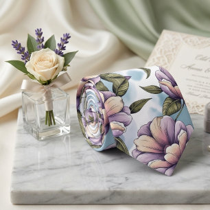Cravate Motif floral pastel doux