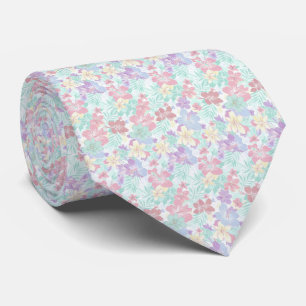 Cravate Motif floral pastel tropical