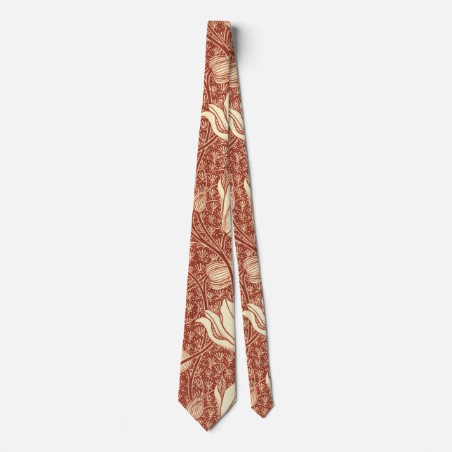 Cravate Motif floral Red Lily de style William Morris (Devant)