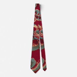 Cravate Motif floral rétro rouge et bleu
