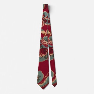 Cravate Motif floral rétro rouge et bleu