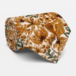 Cravate Motif Floral Rustique d'Automne